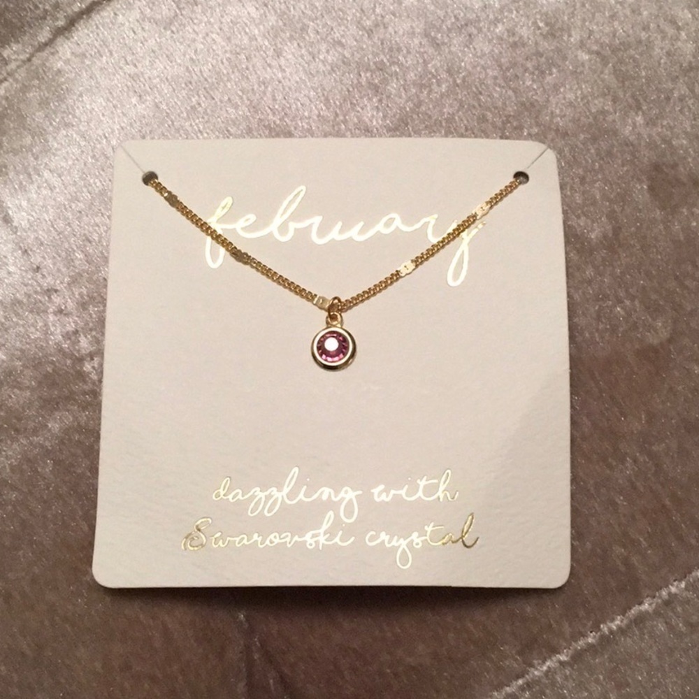 February Swarovski Crystal pendant on golden chain